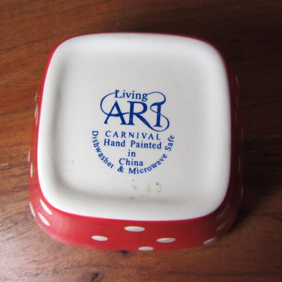 12 oz living art red carnival square bowl trinket dish (W5136) - Picture 6 of 7